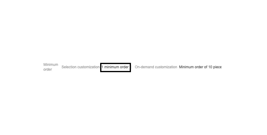Minimum order. Minimum order