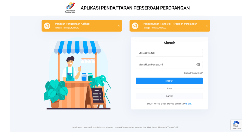 Tampilan Ditjen AHU Online 