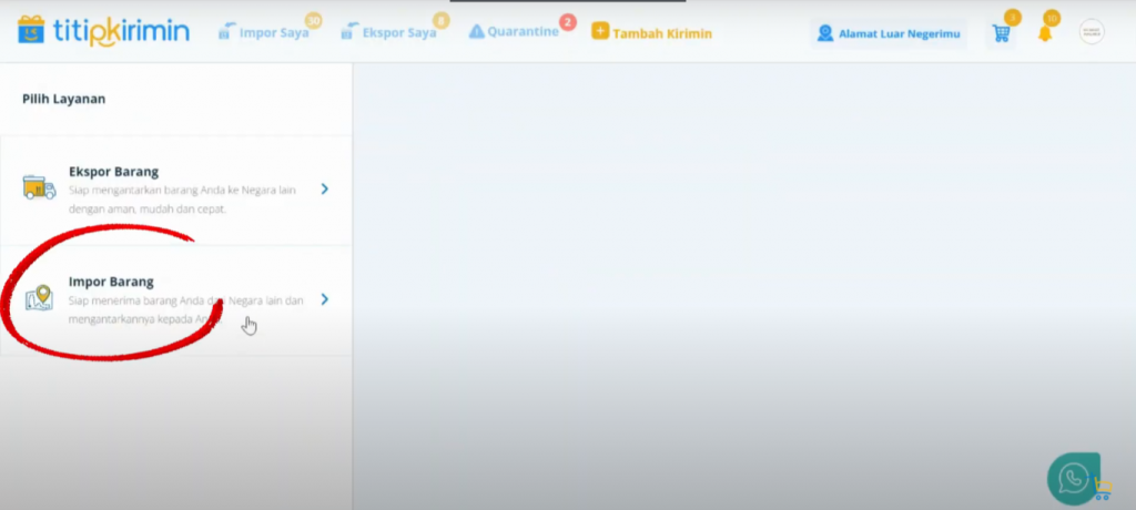 4. Pilih Menu Impor Barang