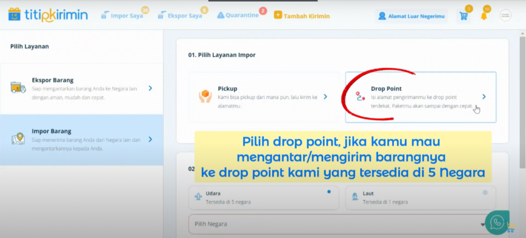 4.2. Pilih Drop Point